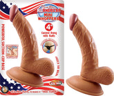 Dildos - All American Mini Whoppers 4” Curved Dong With Balls